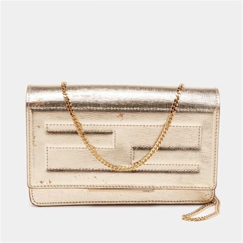 fendi tube wallet on chain gold|fendi billfold wallet.